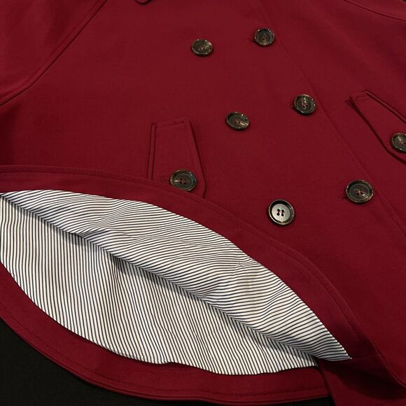 ~ Cartonnier Lg Anthropologie Blazer Cape Wine Double Breasted Buttons Pockets - Picture 13 of 15